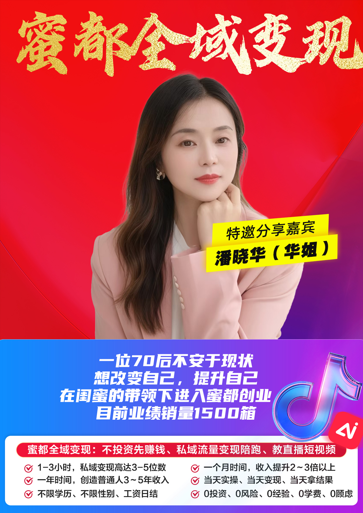 蜜都晨会260529-潘晓华-一位70后不安于现状 ，想改变自己 ，提升自己，在闺蜜的带领下进入蜜都创业 ， 目前业绩销量1500箱